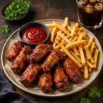 Alitas de Pollo con Patatas Fritas